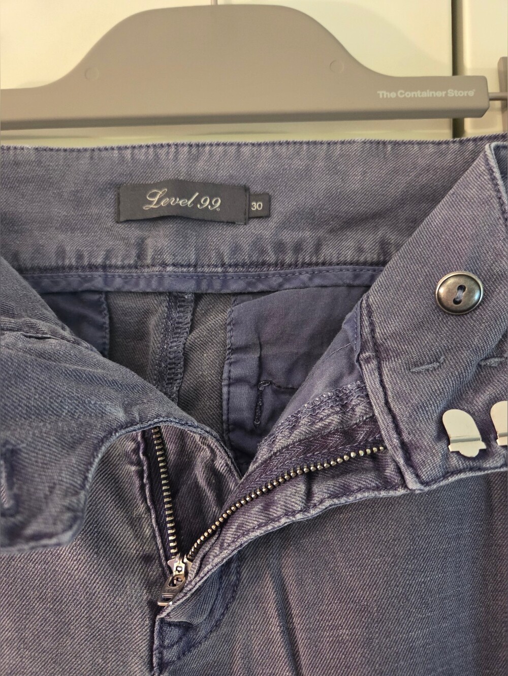 Level 99 Blue Gray Linen Lyocell Low Rise Bootcut Trousers Size 30 - Picture 3 of 4